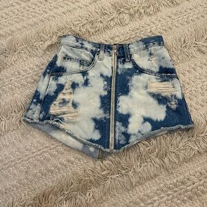 LF tie-dyed, discontinued, jeans skirt